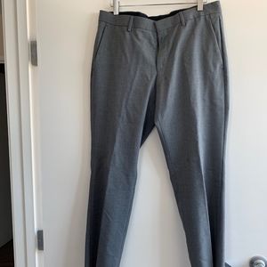 NWT Hugo Boss Virgin Wool SlimSlacks Grey Unhemmed